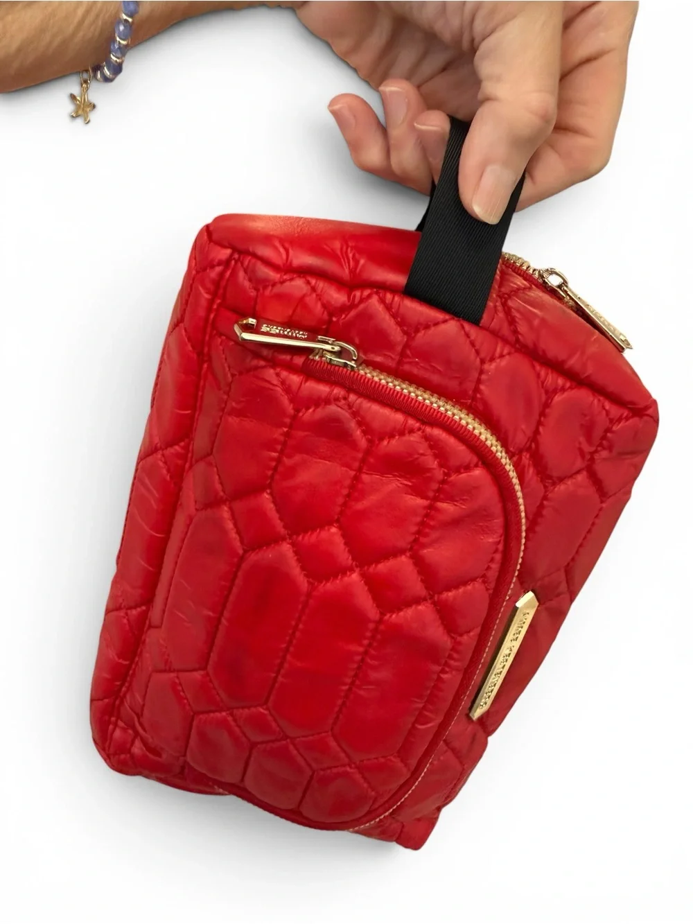Pretty Aimee Kestenberg Red Puffer Quilted Cosmetic Bag